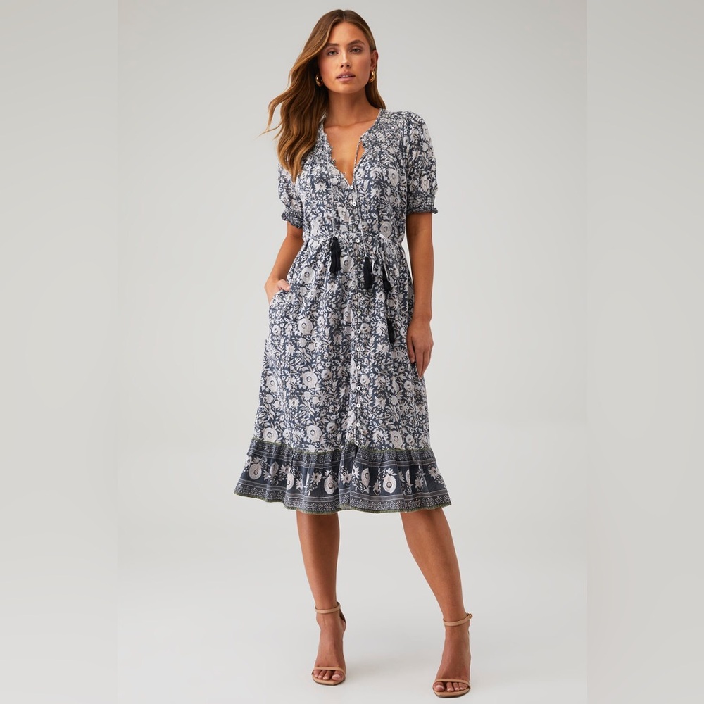 CLEOBELLA / Shiva, Puff Sleeves, Cotton, Midi Shirt Dress - Sz. L